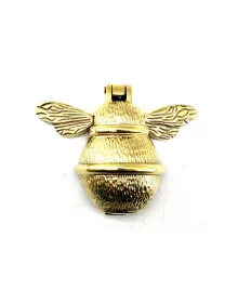 Antika Tarz Dekoratif Pirinç Arı Kapı Tokmağı, Taktak - Küçük,123x150mm, Sarı