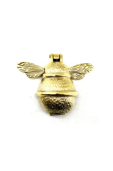 Antika Tarz Dekoratif Pirinç Arı Kapı Tokmağı, Taktak - Küçük,123x150mm, Sarı