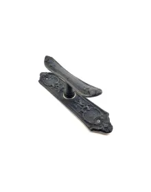 Antika Tarz Dekoratif Pirinç Çiçekli Pencere Kolu - 165x38 mm, Oksit