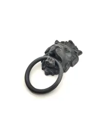 Antika Tarz Dekoratif Pirinç Aslan Kapı Tokmağı, Taktak - 102x130 mm, Oksit