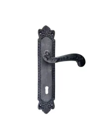 Antika Tarz Dekoratif Pirinç Sultan Banyo Kapı Kolu - 270x54mm, Oksit