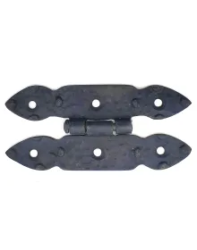 Antika Tarz Dekoratif Pirinç Düğmeli Menteşe - 117x57 mm, Oksit