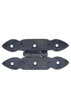 Antika Tarz Dekoratif Pirinç Düğmeli Menteşe - 117x57 mm, Oksit