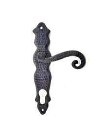 Antika Tarz Dekoratif Pirinç Kıvrık Banyo Kapı Kolu - 210x43 mm, Oksit