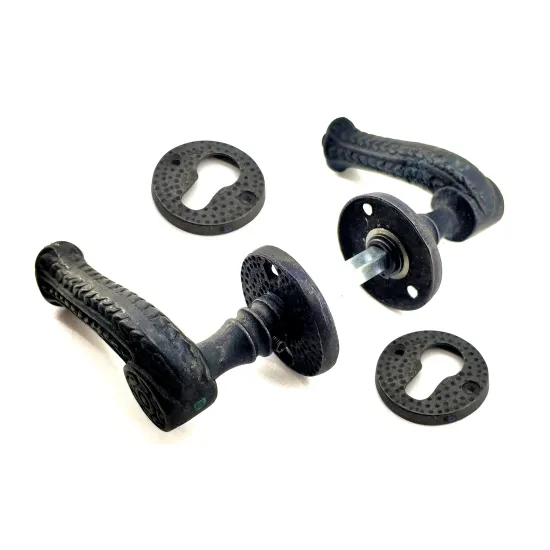 Antika Tarz Dekoratif Pirinç Rozetli Banyo Kapı Kolu - 49 mm, Oksit Antika Tarz Dekoratif Pirinç Rozetli Banyo Kapı Kolu - 49 mm, Oksit