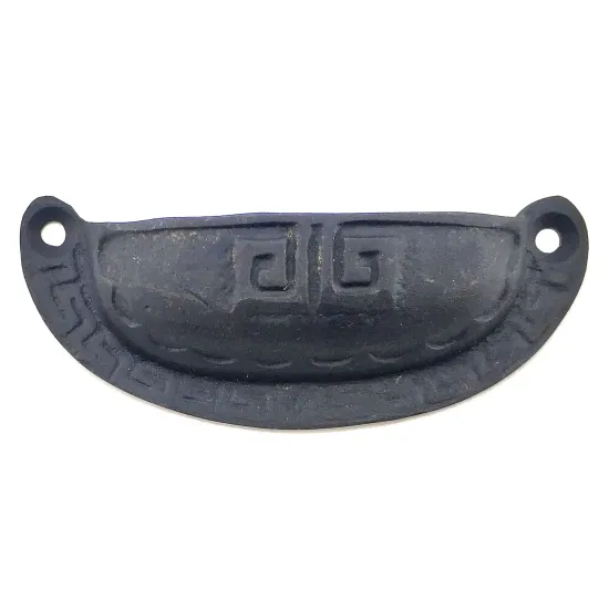 Antika Tarz Dekoratif Pirinç Çizgili Tas Mobilya Kulbu - 37x90 mm, Oksit