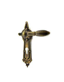 Antika Tarz Dekoratif Pirinç Şato Model Yale, Dış Kapı Kolu - 262x83 mm, Antik