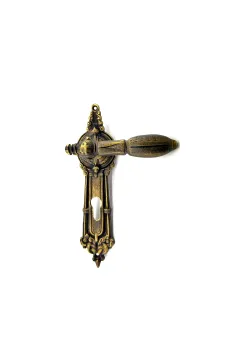 Antika Tarz Dekoratif Pirinç Şato Model Yale, Dış Kapı Kolu - 262x83 mm, Antik