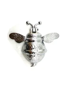 Antika Tarz Dekoratif Pirinç Arı Kapı Tokmağı, Taktak - Büyük, 163x150mm, Nikel