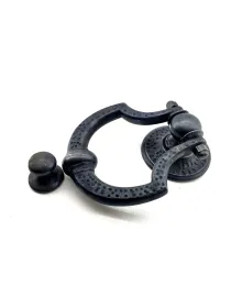 Antika Tarz Dekoratif Pirinç Dövme Kapı Tokmağı, Taktak - 150x105 mm, Oksit