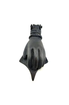 Antika Tarz Dekoratif Pirinç El Kapı Tokmağı, Taktak - 167x75 mm, Oksit