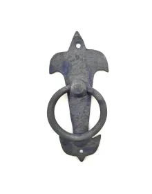 Antika Tarz Dekoratif Pirinç Lale Kapı Halkası - 165x70mm, Oksit