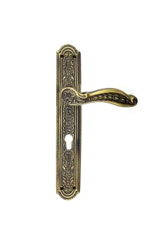 Antika Tarz Dekoratif Pirinç Ulu Model Desenli Oda Kapı Kolu - 354x57 mm, Antik