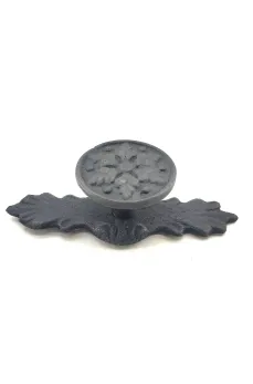 Antika Tarz Dekoratif Pirinç Çiçek Düğme - 27x70 mm, Oksit Antika Tarz Dekoratif Pirinç Çiçek Düğme - 27x70 mm, Oksit