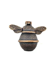 Antika Tarz Dekoratif Pirinç Arı Kapı Tokmağı, Taktak - Küçük, 123x150mm, Antik