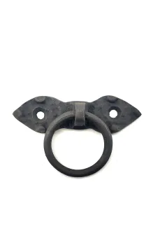 Antika Tarz Dekoratif Pirinç Yaprak Mobilya Kulbu, Kapı Kilit Halkası - 80 mm, Oksit