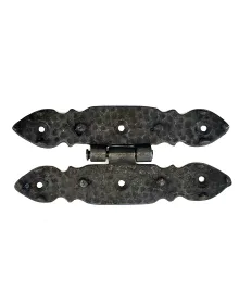 Antika Tarz Dekoratif Pirinç Düğmeli Menteşe - 142x69 mm, Oksit