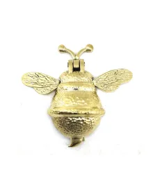 Antika Tarz Dekoratif Pirinç Arı Kapı Tokmağı, Taktak - Büyük, 163x150mm, Sarı