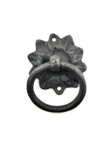 Antika Tarz Dekoratif Pirinç Çiçek Mobilya Kulbu, Kapı Kilit Halkası - 50mm, Oksit