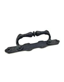 Antika Tarz Dekoratif Pirinç Dar Yan Çekme Kapı Kolu - 225x37 mm, Oksit