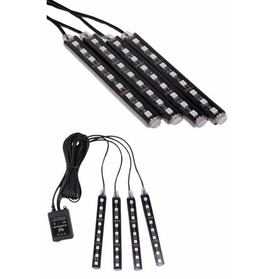 Araç İçi Ayak Altı 12'li Şerit Led Işık Uzaktan Kumandalı RGB Işıklı Ses ve Müziğe Duyarlı