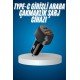 Araç İçi Hızlı Şarj Soketi 38W Oto Çakmaklık Type-C Araba Çakmaklık