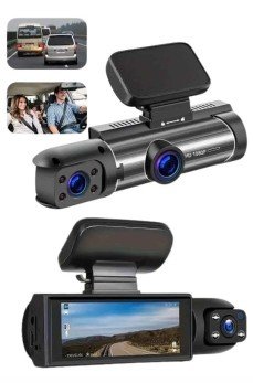 Araç Kamerası Black Box Çift Kameralı Ekranlı Full HD Sürüş Kamerası