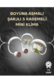 Asılabilir Mini Boyun Fanı | 1000mAh Şarjlı, Turbo Güçlü Rüzgar