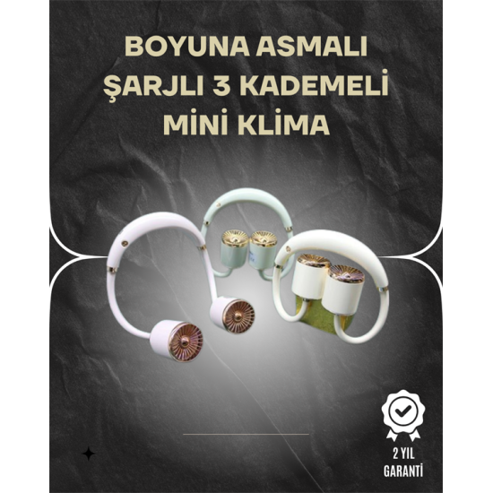 Asılabilir Mini Boyun Fanı | 1000mAh Şarjlı, Turbo Güçlü Rüzgar