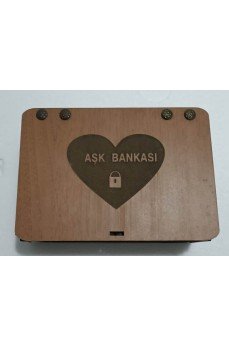 Aşk Bankası Ahşap Hediye Kutusu Sevgiliye Hediye