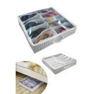 Ayakkabı Saklama Çantası 12 Bölmeli Shoes Under Ayakkabı Hurcu - Siyah Beyaz Ayakkabı Saklama Çantası 12 Bölmeli Shoes Under Ayakkabı Hurcu - Siyah Beyaz