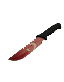 Ayyıldız MF033 RD Kırmızı Av Bıçağı 31cm - Testere Detaylı Bıçak, Oluklu, Kılıflı, Plastik Sap