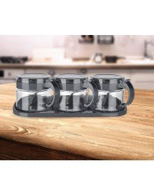 Baharat Seti 3 Adet Kaşıklı Standlı Cam Baharatlık