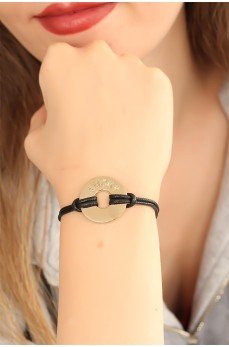 LUCKY (Şanslı) Siyah Deri İpli Unisex Mood Bileklik