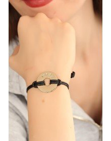COOL (Havalı) Siyah Deri İpli Unisex Mood Bileklik