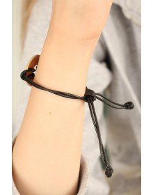 HOPE (Umutlu) Siyah Deri İpli Unisex Mood Bileklik