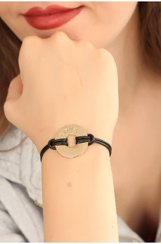 LOVE (Aşık) Siyah Deri İpli Unisex Mood Bileklik