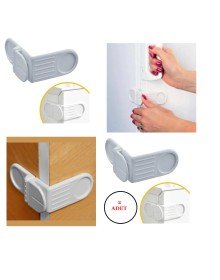 Bebek Çocuk Güvenlik Çekmece ve Dolap İçin Yapışkanlı Vidasız Köşe Kapak Kilidi x 2 Adet