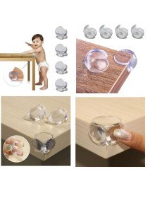 Bebek Çocuk Yumuşak ve Esnek Dairesel Şeffaf Yapışkanlı Güvenlik Köşe Koruyucu (4 Adet)