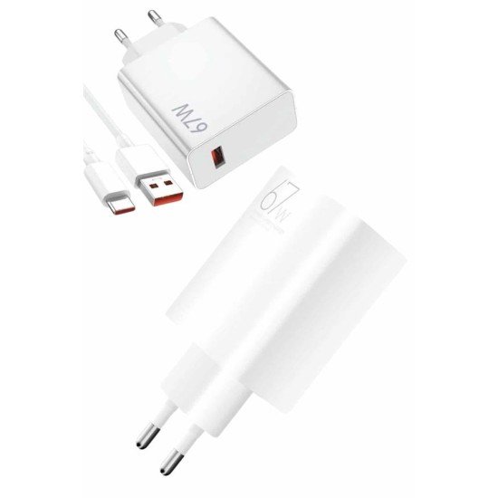 Beyaz Ultra Plus Hızlı Şarj Seti Şarj Adaptörü ve Kablosu 67W