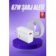 Beyaz Ultra Plus Hızlı Şarj Seti Şarj Adaptörü ve Kablosu 67W