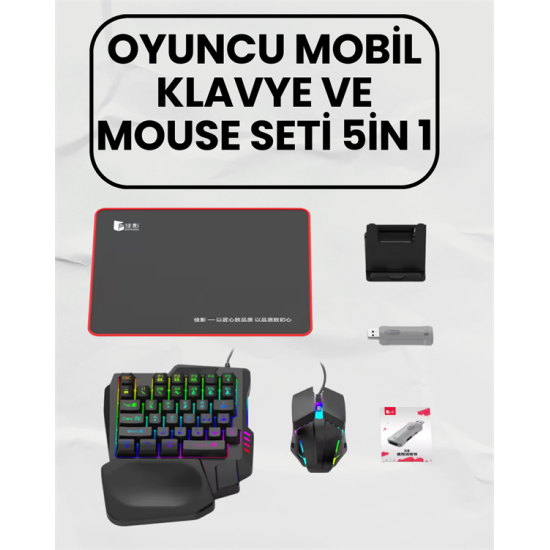 Bluetooth 5.3 Bağlantılı Mobil Oyun Dönüştürücü Set – Klavye + Mouse + Adaptör Bluetooth 5.3 Bağlantılı Mobil Oyun Dönüştürücü Set – Klavye + Mouse + Adaptör