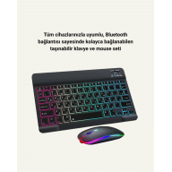 Bluetooth 5.3 Destekli Şarjlı Taşınabilir Klavye + Mouse Kombinasyonu