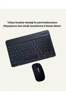 Bluetooth 5.3 Destekli Şarjlı Taşınabilir Klavye + Mouse Kombinasyonu