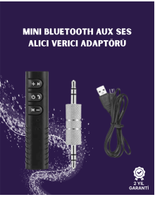 Bluetooth AUX Adaptör | 3.5mm Ses Girişi İçin Kablosuz Dönüştürücü, 10m Menzil