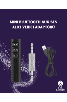 Bluetooth AUX Adaptör | 3.5mm Ses Girişi İçin Kablosuz Dönüştürücü, 10m Menzil