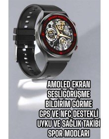 Bluetooth Bağlantılı Akıllı Saat Tüm Telefonlara Uyumlu Değiştirilebilir Kordon