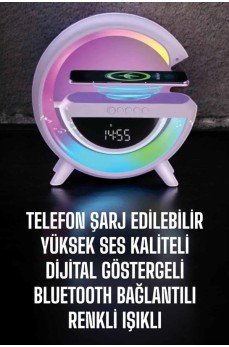 Bluetooth Hoparlör 15W Kablosuz Hızlı Şarj LED Gece Lambası