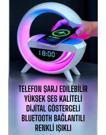 Bluetooth Hoparlör Dijital Göstergeli Wireless Şarj RGB Işıklı