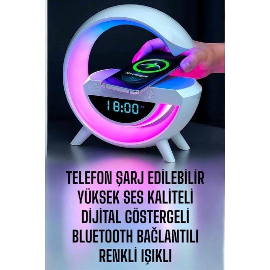 Bluetooth Hoparlör Dijital Göstergeli Wireless Şarj RGB Işıklı Bluetooth Hoparlör Dijital Göstergeli Wireless Şarj RGB Işıklı